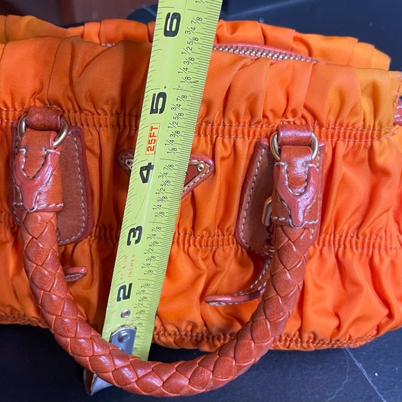 Mini Prada handbag made of orange fabric, - Picture 13 of 13